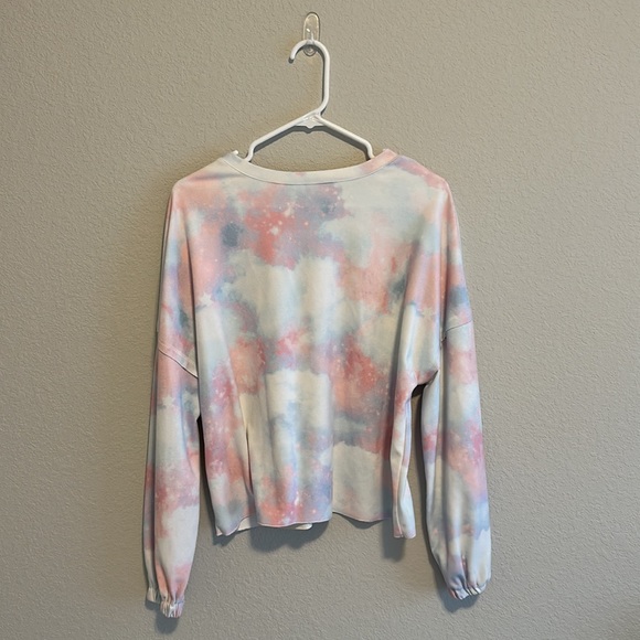 Cotton Candy Tie Dye oversized Sweatshirt with Buttons - Picture 2 of 2